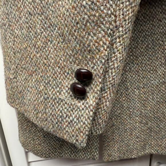 Genuine Harris Tweed Men’s Brown Blue New Wool Size 44R Blazer Jacket 2 Button - Picture 9 of 10